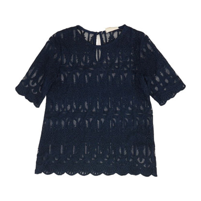 Navy Solid Short Sleeve Blouse