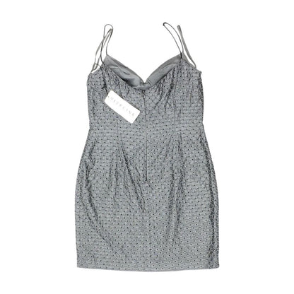 Vintage Silver 80's 100% Acetate Beaded Cocktail Dress