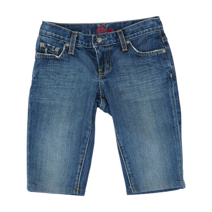 Blue Solid Denim Shorts