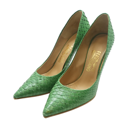 Green Susi Python Leather Pumps