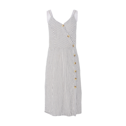 Beige Striped Midi Dress