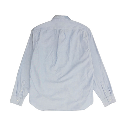 Blue Solid Long Sleeve Button Down