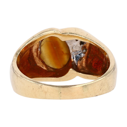 14K Two-Tone Gold Brown Stone Fashion Ring