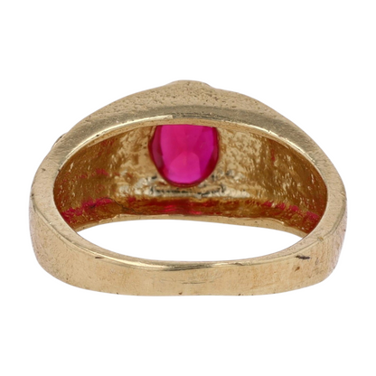 10K Yellow Gold Red Stone Ring