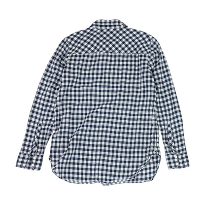 Navy Petite Check Button Down