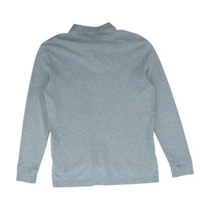 Gray Solid Long Sleeve Polo