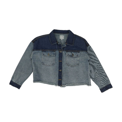 Blue Color Block Denim Jacket