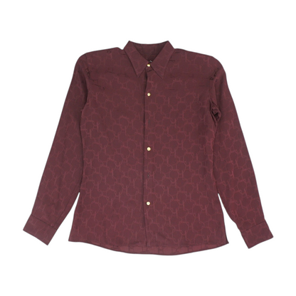 Vintage Burgundy Silk Long Sleeve Button Down