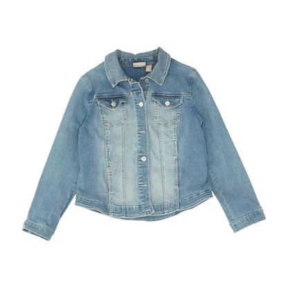 Blue Solid Denim Jacket