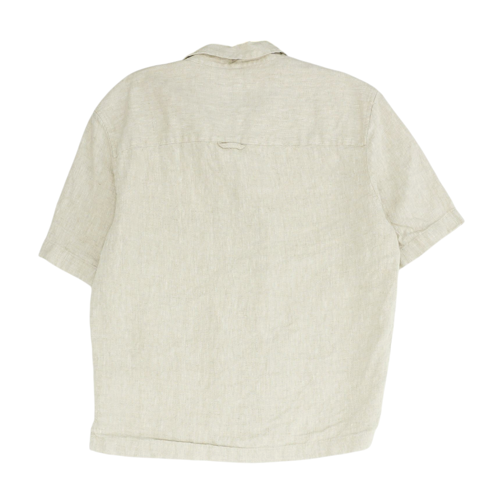 Tan Solid Short Sleeve Button Down