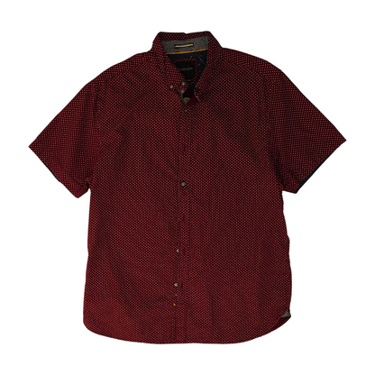 Burgundy Polka Dot Short Sleeve Button Down