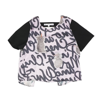 Pink Graphic Short Sleeve Blouse