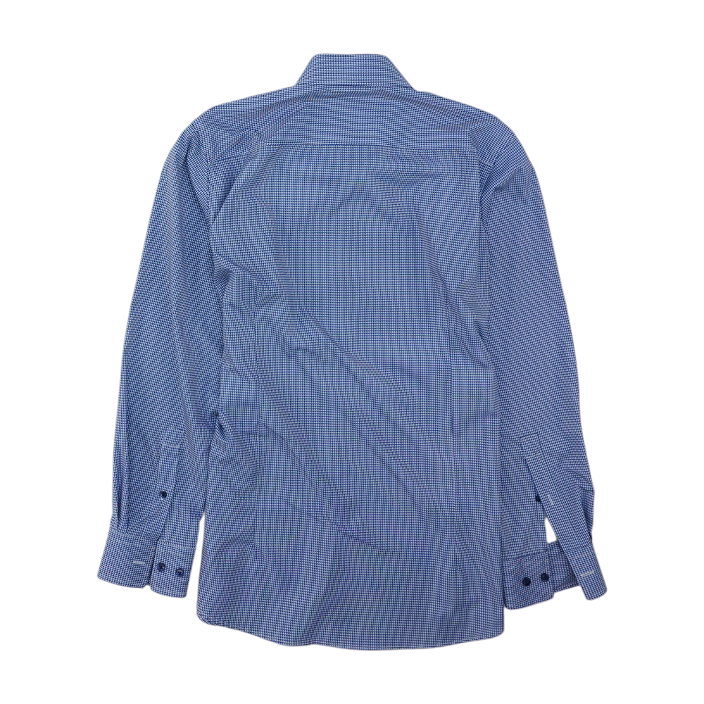 Blue Geometric Long Sleeve Button Down