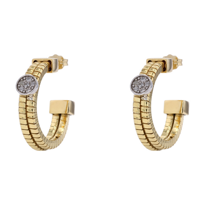 8K Two-Tone Gold Diamond Hoop Earrings