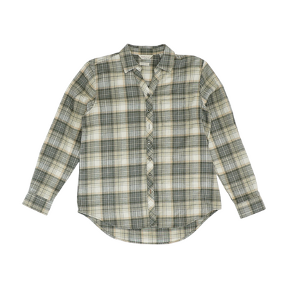 Beige Plaid Flannel Button Down
