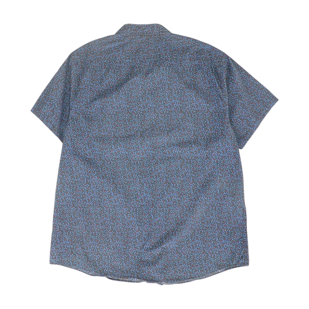 Gray Floral Short Sleeve Button Down
