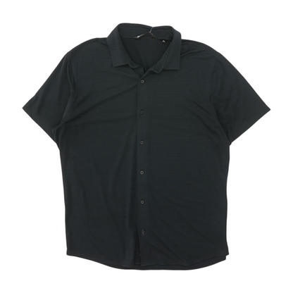 Navy Solid Short Sleeve Button Down