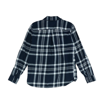 Navy Plaid Flannel Button Down