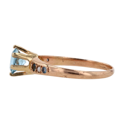 10K Yellow Gold Blue Stone Fashion Ring