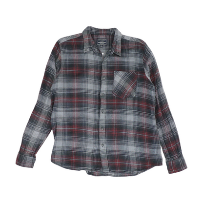 Gray Plaid Flannel Button Down
