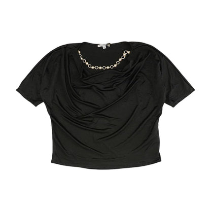Black Solid Short Sleeve Blouse