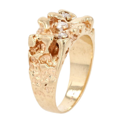 1/3 Ct 10K Gold Three Round Diamond Nugget Band