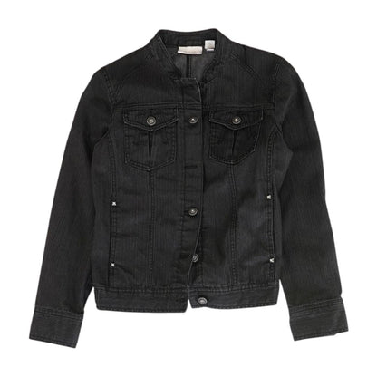 Black Solid Denim Jacket