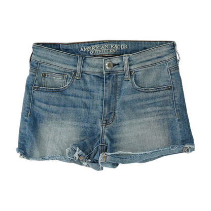 Blue Solid Denim Shorts
