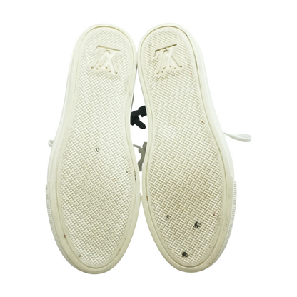 White and Black Mesh and Leather High-Top LV Sneakers