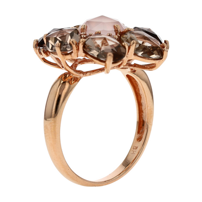 5 3/8 ctw 14K Rose Gold Rose Quartz Statement Ring