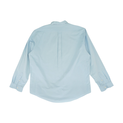 Blue Solid Long Sleeve Button Down
