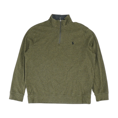 Green Solid 1/4 Zip Pullover