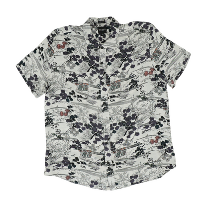White Floral Short Sleeve Button Down