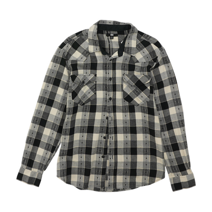 Black Check Flannel Button Down