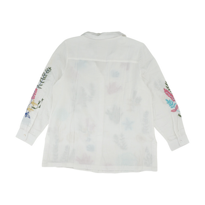 White Graphic Button Down