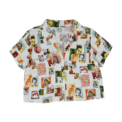 White Plus Print Button Down