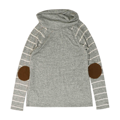 Gray Striped Pullover Sweater
