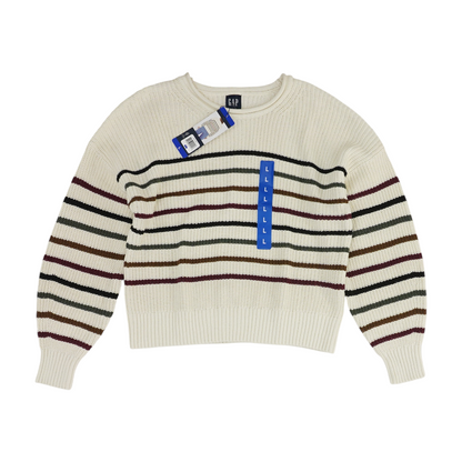 Beige Striped Pullover Sweater