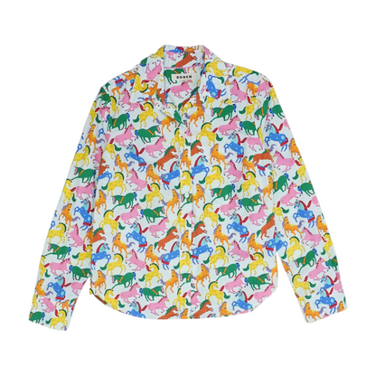 White Graphic Button Down