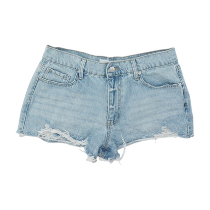 Blue Solid Denim Shorts