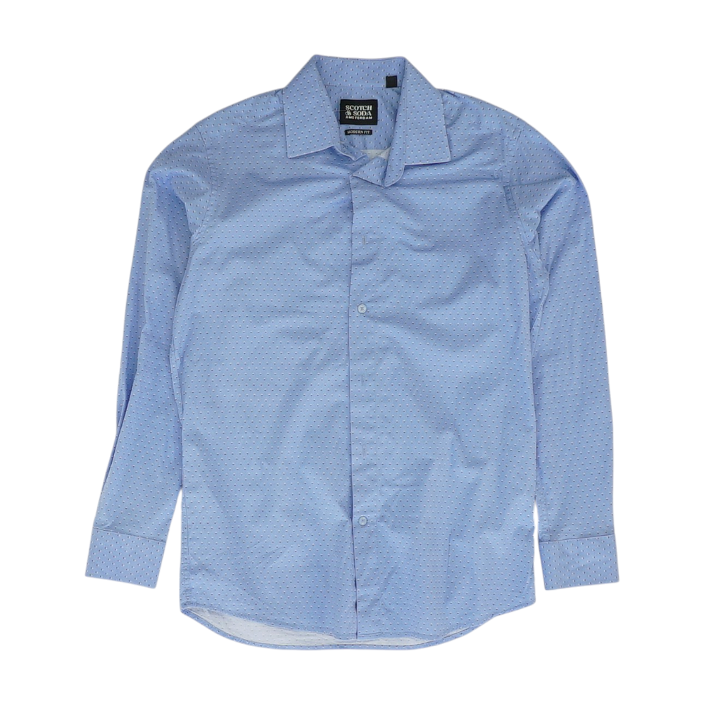 Blue Polka Dot Long Sleeve Button Down