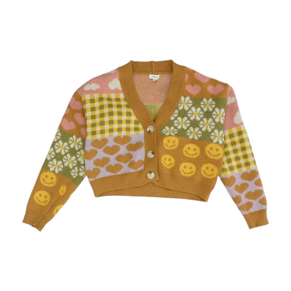 Brown Abstract Cardigan Sweater