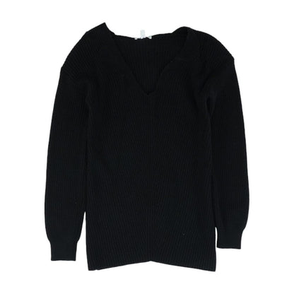 Black Solid V-Neck Sweater