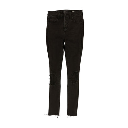 Black Solid High Rise Skinny Leg Jeans