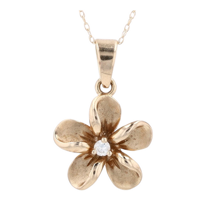 14K Yellow Gold Diamond Pendant Necklace