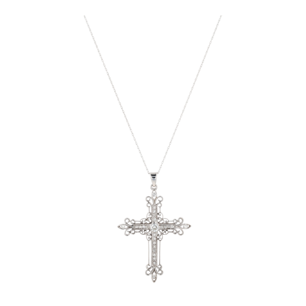 1/2 ctw 14K White Gold Diamond Pendant Necklace