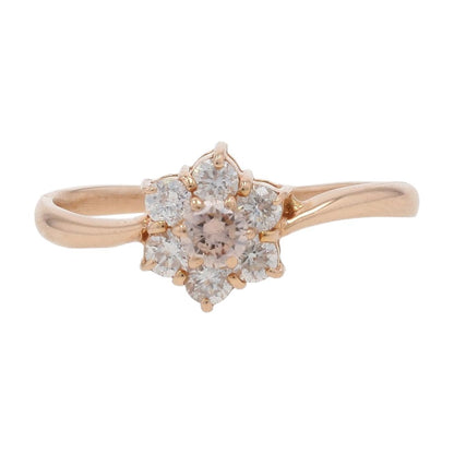1/2 Ct 18K Rose Gold Flower Shape Cluster Diamond Promise Ring
