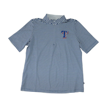 Blue Striped Texas Rangers Polo Knit Top