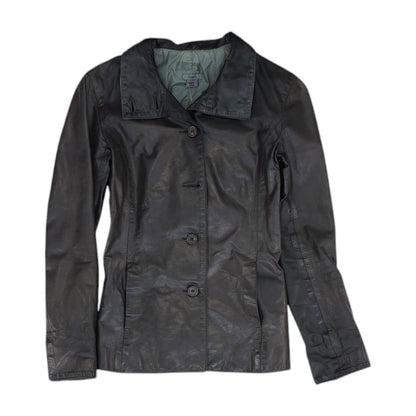 Brown Solid Faux Leather Jacket
