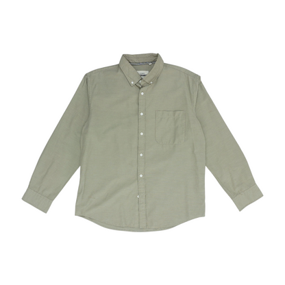 Green Solid Long Sleeve Button Down
